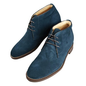 脚を長く、よりスマートに 男の遊び心感じさせる 牛革 ベロアチャッカ―ブーツ 5cmUP 身長アップ 背が高くなる靴 メンズ 紳士靴 シークレットシューズ 厚底靴 革靴 ブーツ カジュアルシュー