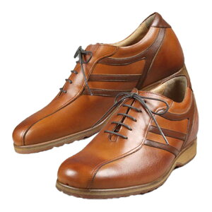 脚を長く、よりスマートに レザーアップスニーカー スラントライン 5cmUP 身長アップ 背が高くなる靴 メンズ 紳士靴 シークレットシューズ 厚底靴 革靴 スニーカー カジュアルシューズ おし