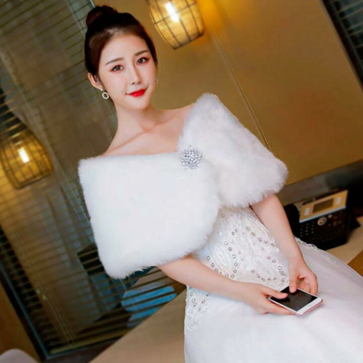 結婚式 パーティー ファーショール ショール ボレロ ファーボレロ 