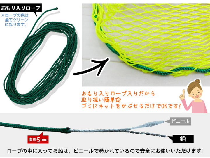 楽天市場 ネット用 おもり入りロープ 1m 切売 ネットの固定に カラス 鳥 ネコ等の被害によるゴミの散乱防止ネットに Jq Diy