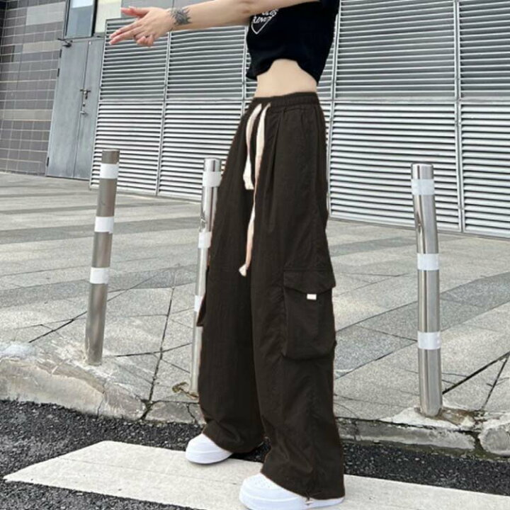楽天市場】カーゴパンツ ワイドパンツ レディース ハイウエスト 