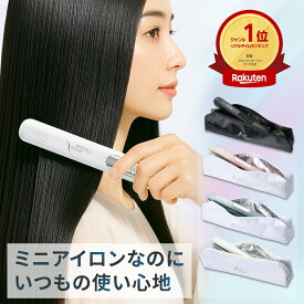 ヘアアイロン ミニ 軽量 コンパクト ポーチ付 小回り 前髪 携帯用 ストレートアイロン 機内持ち込み SALONMOON サロンムーン ミラーダブルイオン ストレート おすすめ ストレートヘアアイロン 前髪用 海外対応 飛行機