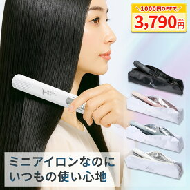 【03/11 11:59まで限定！1000円OFFで3790円】ヘアアイロン ミニ 軽量 コンパクト ポーチ付 小回り 前髪 携帯用 ストレートアイロン 機内持ち込み SALONMOON サロンムーン ミラーダブルイオン ストレート おすすめ ストレートヘアアイロン 前髪用 海外対応 飛行機
