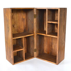 オープンディスプレイボックス az-1339 飾り棚　ディスプレイ 棚 アンティーク おしゃれ 木製 ナチュラル ブラウン コレクション
