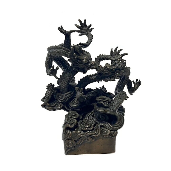 楽天市場】銅 黒双竜 龍 g23-007 金 ゴールド 置物 守護神 縁起物 中国 
