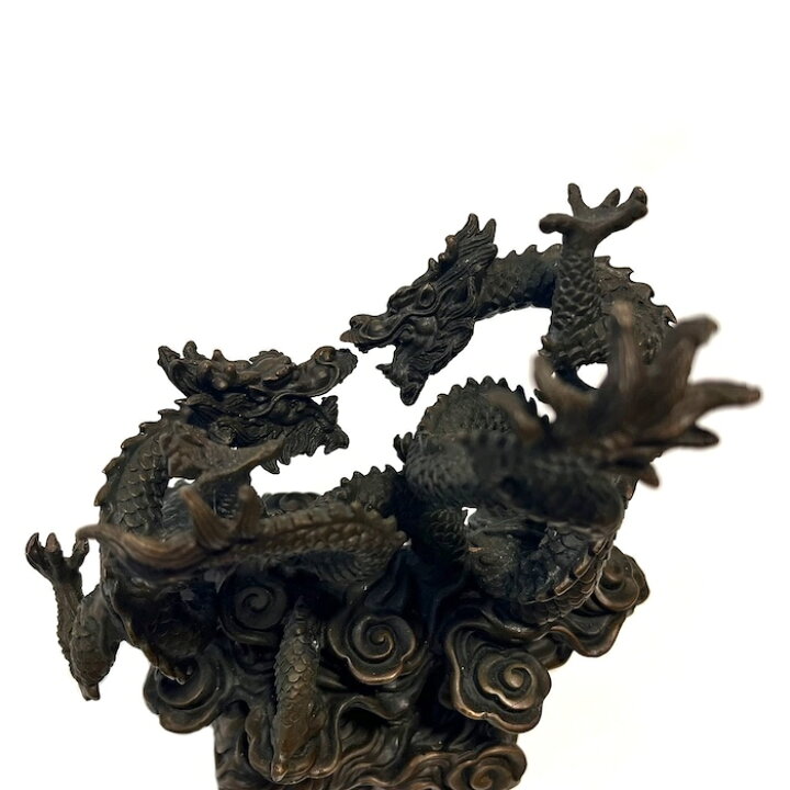 楽天市場】銅 黒双竜 龍 g23-007 金 ゴールド 置物 守護神 縁起物 中国 
