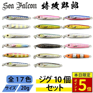 \30日ポイント5倍/【ジグ10つセット カラーランダム】特攻野郎 20g ※カラーはランダムになります。 青物 根魚 ショアジギング オフショア 釣具 メタルジグ 初心者 セット商品 釣り具 ルア
