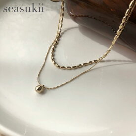 【福袋対象】ネックレス ダブルチェーン 重ね付け風 2連 デザインチェーン チェーンネックレス 真鍮 カジュアル レディース デイリー 上品 きれいめ プレゼント ギフト