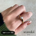 【楽天スーパーSALE 10％OFF】パールリング 金属アレルギー対応 サージカルステンレス プラスチックパール ゴールド シルバー ring 指輪 カーブニュアンスリング seasukii シースキー オールシーズン 個性派アクセサリー シンプル カジュアル 重ね付け おしゃれ