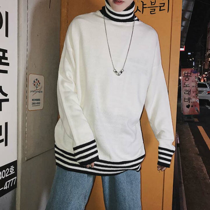 楽天市場 タートルネック ニットセーター ハイネック ニット 防寒 ニット セーター メンズ オーバーサイズ 長袖 ニット ニットセーター 秋冬 厚手送料無料 Amoremio 楽天市場店