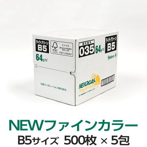 北越コーポレーション NEWファインカラー B5 ライトグリーン 500枚入り 紀州の色上質紙 プリンター用紙 オフィス 介護施設 学校 保育園 幼稚園