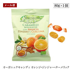【メール便】オーガニックキャンディ オレンジ・ジンジャー・ターメリック 80g 有機JAS認証