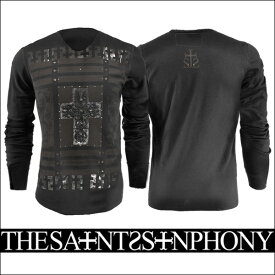 新作【THE SAINTS SINPHONY/セインツシンフォニー】TRUCKER Tシャツ（長袖・ブラック・BLK）メンズ【送料無料】ブラック×ダークトーンプリントがオシャレ！クロスモチーフやスタッズで、モノトーンにさりげないこだわりをプラス！【インポート】正規品】