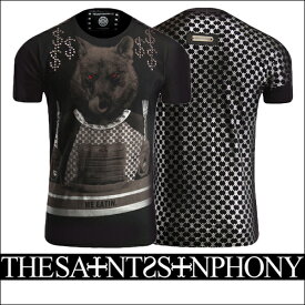 新作【THE SAINTS SINPHONY/セインツシンフォニー】SERVE EM UP・Tシャツ（半袖・CREWネック・ブラック・BLK）メンズ【送料無料】ウルフプリントが珍しくてかっこいい！モノトーンなデザインに赤い瞳のプリントがはえる1枚です！【インポート】【セレカジ】【正規品】