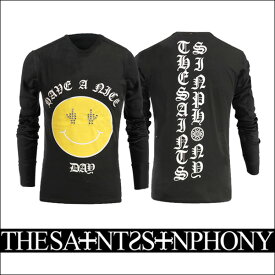 新作【THE SAINTS SINPHONY/セインツシンフォニー】SMILEY Tシャツ（長袖・ブラック・BLK）メンズ【送料無料】セインツシンフォニー2017年秋冬新作入荷！【インポート】【正規品】