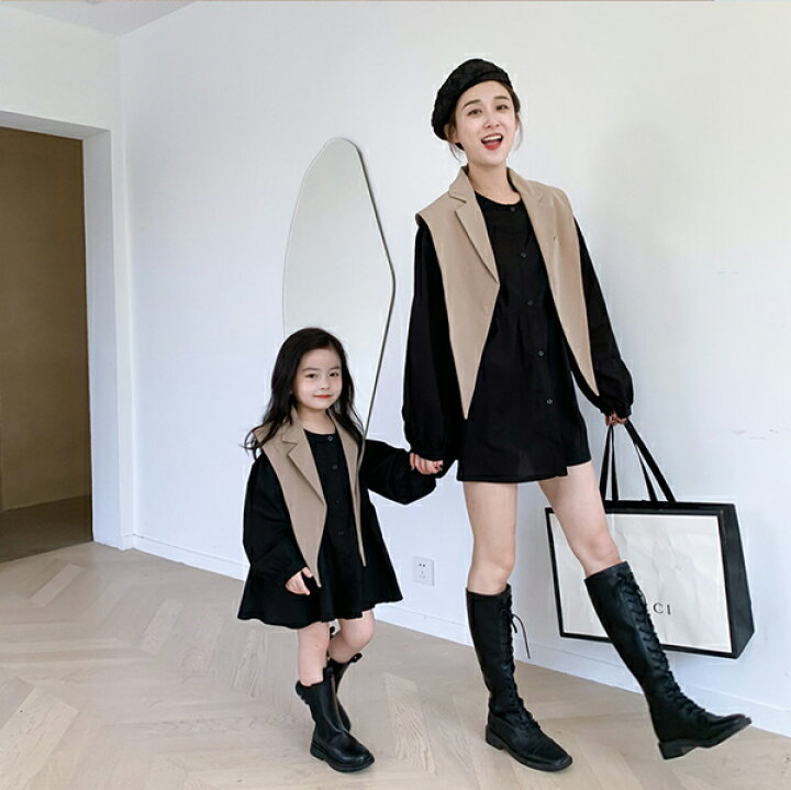 楽天市場】ジレ ワイシャツワンピチュニックセット 親子 ペアルック 