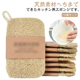 自然に還る キッチンスポンジ 10個セット 天然ヘチマ ヘチマたわし ヘチマスポンジ ヘチマ へちま スポンジ ひも付き 手を傷つけない 油汚れがつかない 柔らかい 台所スポンジ 食器洗いスポンジ 食器用スポンジ 風呂掃除 食器用クリーナー 長持ち キッチン用品