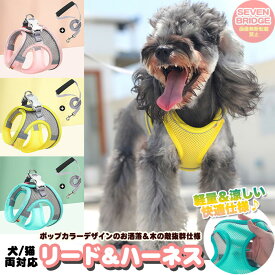 犬 猫 ハーネス リード付 軽量 涼しい 快適 冷感 メッシュ ウェアハーネス 光反射 ペット 服 胴輪 キャット ドッグ h0432