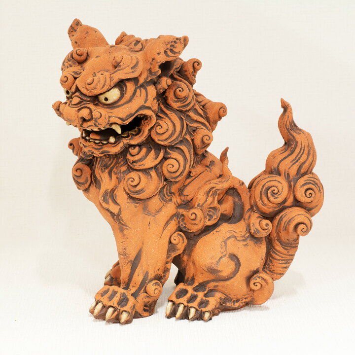 楽天市場】シーサー 赤 名波均（アトリエQ）作 沖縄工芸品 シーサー 