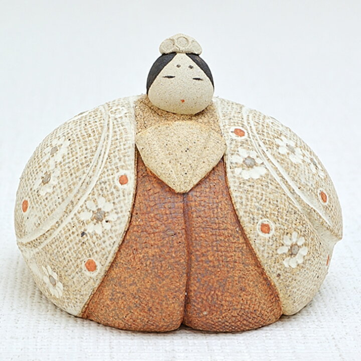 楽天市場】滝上真由美作 陶雛人形 花小紋 黒台付き 陶人形作家 陶器 
