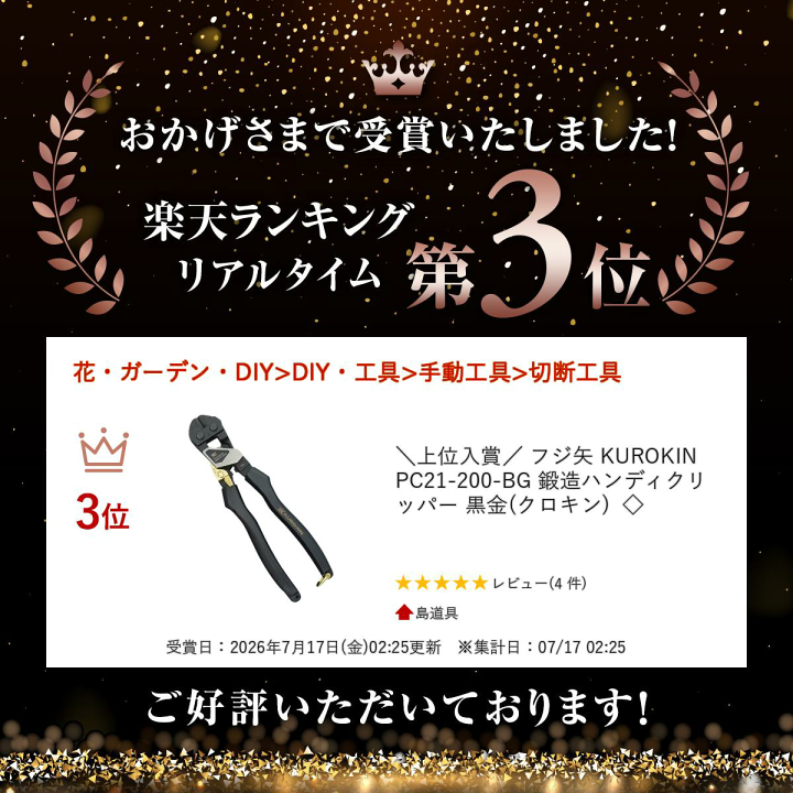 楽天市場】＼上位入賞／ フジ矢 KUROKIN PC21-200-BG 鍛造ハンディ