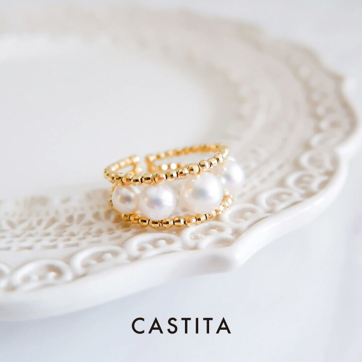 楽天市場】【在庫あり】K18 パールリング CASTITA（キャスティータ 