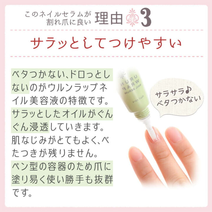 楽天市場 楽天1位 ネイルオイル 爪 美容液 ネイルケア キューティクルオイル ネイルオイル ペンタイプ 爪 割れ 補修 割れ爪 二枚爪 甘皮 ささくれ プレゼント ウルンラップ ネイル美容液 カラダノミライ 自然通販