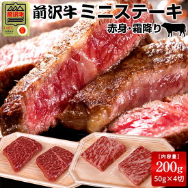 前沢牛 黒毛和牛 牛肉 ミニステーキ 食べ比べセット［赤身100g、霜降りロース100g］特選 岩手県産 熟成肉 前沢牛オガタ 前澤牛 贈答人気 肉の日［初売り お年賀ギフト］
