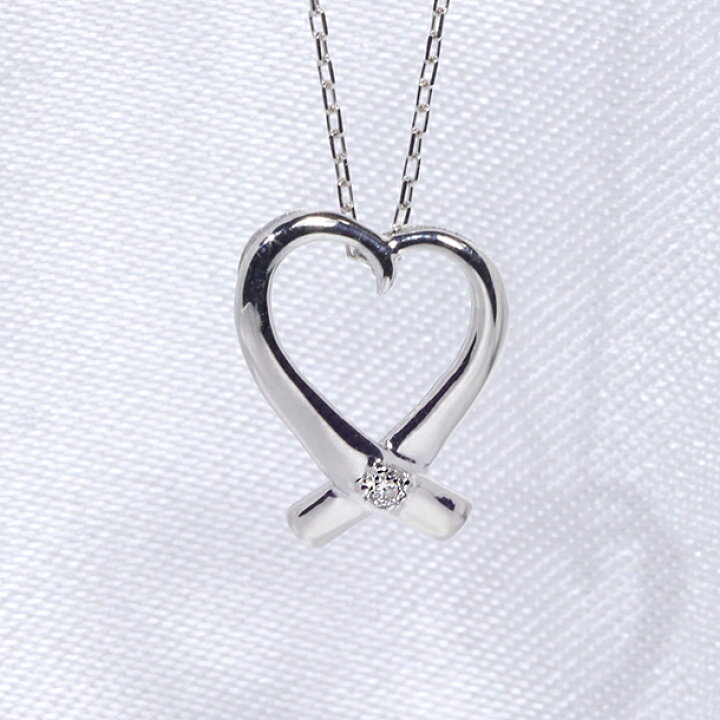 楽天市場】K18WG ハート 0.01ct ネックレス ペンダント heart 天然 