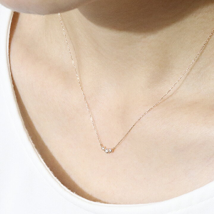 楽天市場】K10 0.06ct YG WG PG 胸元に優しいアクセント 三連上質 