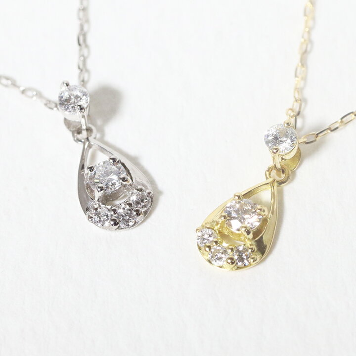 楽天市場】K18YG/WG/PG ティアドロップ 天然ダイヤモンド 0.10ct 