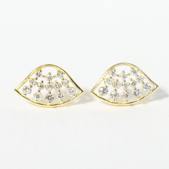 楽天市場】k18 扇形 デザインピアス 0.20ct 天然ダイヤモンド 上品 