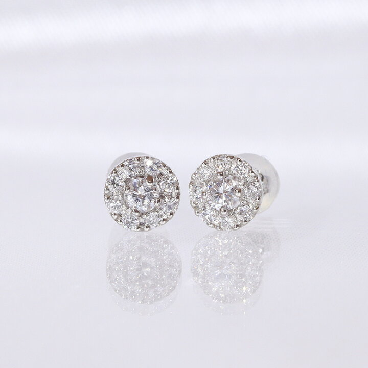 楽天市場】K18YG/WG/PG ダイヤモンド ピアス 0.34ct 花 フラワー 