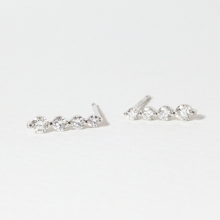 楽天市場】k18 0.32ct 8石 天然ダイヤモンド ピアス バー 棒 上品  