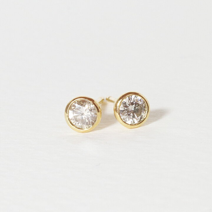 楽天市場】k18 0.26ct 覆輪 一粒ダイヤモンドピアス 天然 上品 