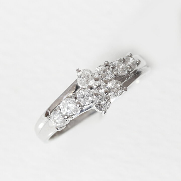 楽天市場】0.5ct プラチナ フラワーダイヤモンドリング 花 華 Pt900 