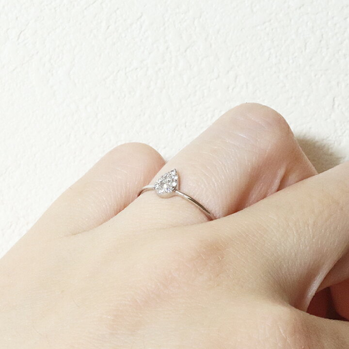 楽天市場】k18 しずく 0.10ct 天然ダイヤモンド リング 指輪 雫 涙 