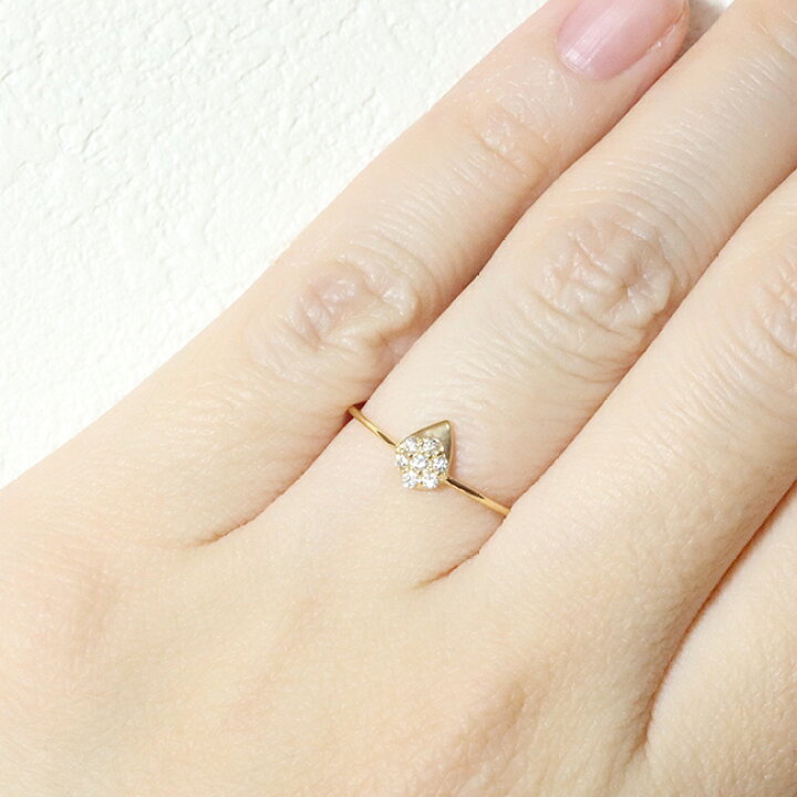 楽天市場】k18 しずく 0.08ct 天然ダイヤモンド リング 指輪 雫 涙 