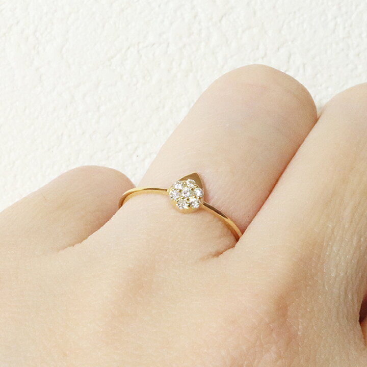 楽天市場】k18 しずく 0.08ct 天然ダイヤモンド リング 指輪 雫 涙 