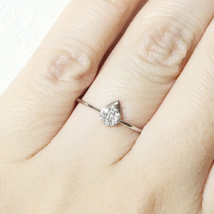 楽天市場】k18 しずく 0.08ct 天然ダイヤモンド リング 指輪 雫 涙 