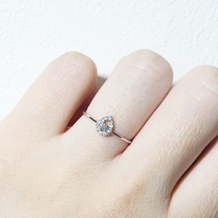 楽天市場】k18 しずく 0.12ct 天然ダイヤモンド リング 指輪 雫 涙 