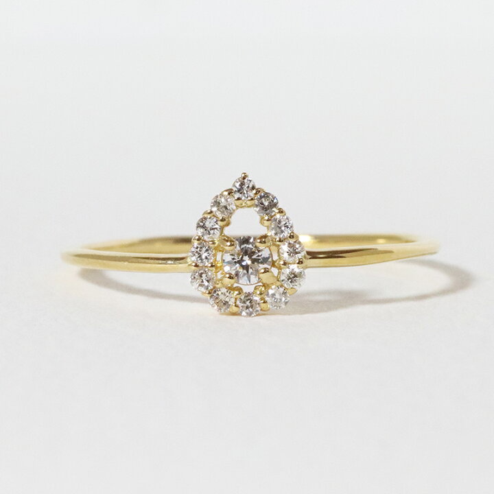 楽天市場】k18 しずく 0.12ct 天然ダイヤモンド リング 指輪 雫 涙 