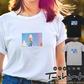 Tシャツ レディース 半袖 カジュアル ペア カップル ロゴTシャツ 大人 トップス プリント カットソー ブランド ゆったり かわいい おしゃれ アイス ソフトクリーム フォト 写真 メッセージ