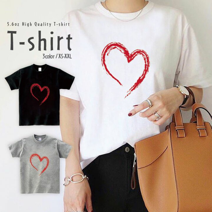 楽天市場 Tシャツ レディース 半袖 カジュアル ペア カップル ロゴtシャツ 大人 トップス プリント カットソー ブランド ゆったり 大きいサイズ かわいい おしゃれ ハート 赤 Red センターハート ワンポイント スマートフォンケースショップ Smh