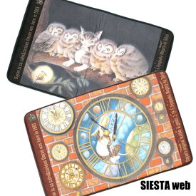 【わちふぃーるど ダヤン】アート玄関マット（ふくろう裁判・逆さま大時計）ダヤン 猫【SIESTA】