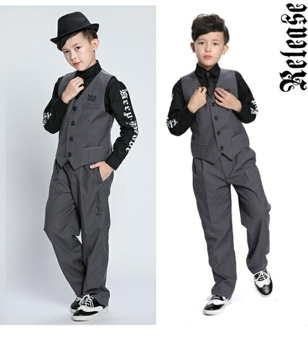 楽天市場 ロックダンス衣装 キッズダンス 子供 大人 スーツ ベスト スラックス 赤 青 緑 グレー ベスト スラックス 韓国 K Pop Sims Mart