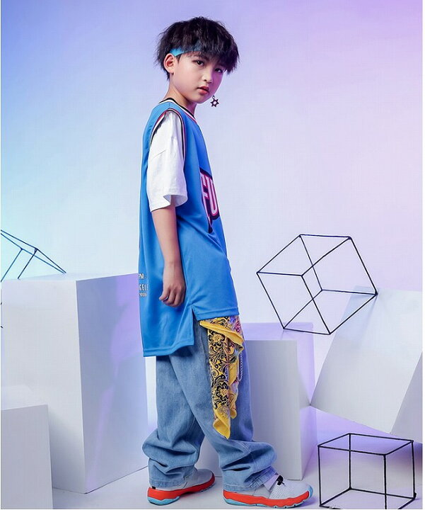 楽天市場 Tシャツ ヒップホップ ダンス衣装 バスケ キッズ トップス キッズダンス衣装 Hiphop ファッション バスケタンク ユニフォーム K Pop 韓国 青 緑 Sims Mart