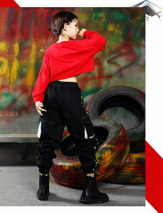 楽天市場 キッズダンス衣装 セットアップ ヒップホップ ファッション ダンス衣装 男の子 ガールズ トップス チェストバッグ カーゴパンツ K Pop 韓国 紫 赤 黒 黄緑 Sims Mart