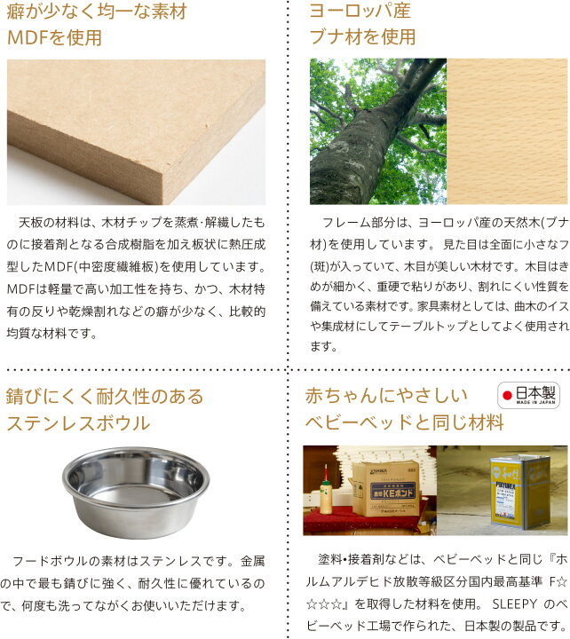 楽天市場 日本製 ペット用フードボウルスタンド わんわんテーブル ボウルつき 食器台 食器スタンド 犬用 猫用 食事台 ご飯台 エサ台 ドッグフード入れ 餌入れ 水入れ ペット 餌 犬 猫 石崎家具 スリーピー楽天市場店