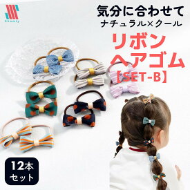 【ポイント5倍＆特別クーポン配布★】 ヘアゴム 12本セット♪ [SET-B] キッズ セット リボン 詰め合わせ シンプル 髪ゴム 子供 子ども へあごむ ヘアアクセサリー りぼん 可愛い かわいい お洒落 おしゃれ 女の子 Shomty